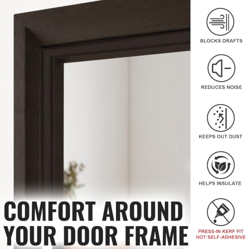 Image of Litaibai 60 ft Kerf Weather Stripping Door Seal for Exterior Doors, Brown | Push-In Kerf Seal for Grooved Frames, Not Self-Adhesive, Fits 1 /4-1 /2 in Door Gaps, Helps Reduce Drafts and Energy Loss