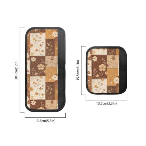 Image of Fridge Door Handle Covers Set of 6 Kitchen Appliance Decor Handles Glove Anti-Slip Protectors Washable Fabric Refrigerator Decor Accessories, Autumn Floral Patchwork Print Beige Brown