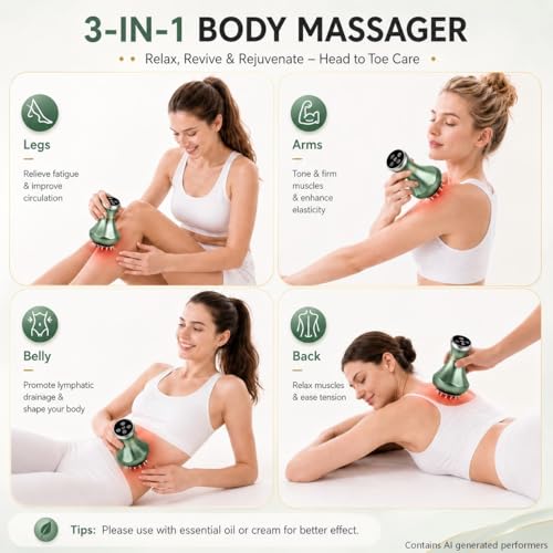 Image of 4-in-1 Lymphatic Drainage Massager - Anti Cellulite Massage Tool with Heating /Vibration /Red Light /Microcurrent,Body Sculpting Machine for Legs /Belly /Back /Hips Reduce Stretch Marks & Cellulite
