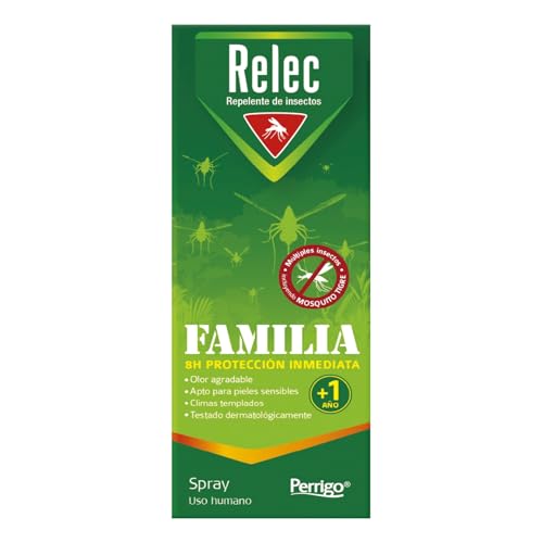 Relec Fuerte Sensitive Familiar Spray Antimosquitos, Repelente de Mosquitos 100 ml, Sin Olor ni Alcohol, Eficaz Contra El Mosquito Tigre, Protección contra Picaduras de Mosquitos en Zonas Templadas