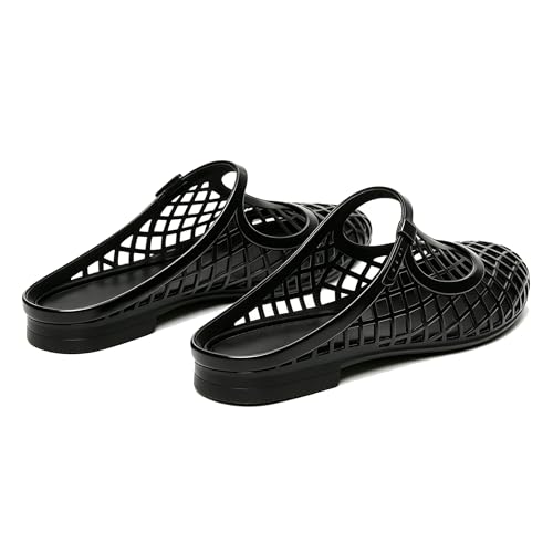 Jelly Mary Janes for Women Mesh Flats Clear Jellies Slides Mules,10,Black by ClassicSter - Used condition - Image 8