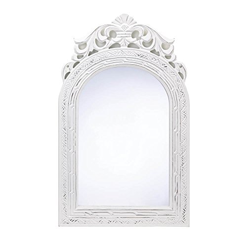 Distress Distressed Finish White Wood Frame Wall Mirror
