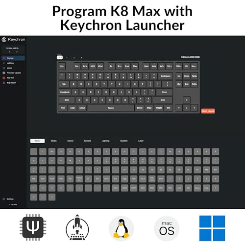 Image of Keychron K8 Max TKL Wireless Mechanical Keyboard, QMK 2.4 GHz /Bluetooth 5.1 /Wired with Aluminum Frame, RGB Backlit Hot-Swappable Programmable Keychron Super Red Switch for Mac Windows Linux
