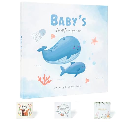 Image of Memory Book for Baby Boy and Girl，First 5 Year Record Baby Memory Book for New Parents, Baby Scrapbook Baby Milestone Book to Record Every Event from Birth to Age 5, Baby Journal (Style 1)