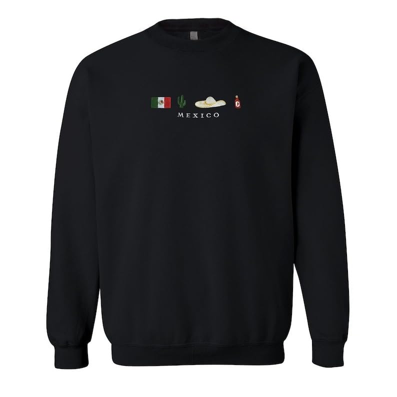 Mexico Embroidered T-Shirt, Sweatshirt, Hoodie, Flag, Cactus, Sombrero Mariachi, Hot Chili Pepper, Mexico Gift3