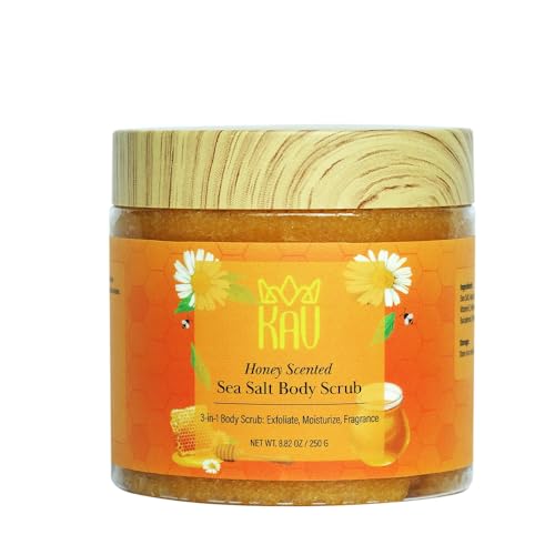 KAV Honey Salt Body Scrub - All Natural Exfoliating Salt Scrub for Body and Face, Helps with Moisturizing Skin, Dead Cell Removal, Rejuvenation and Relaxation