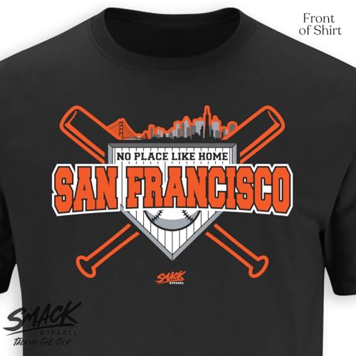 San Francisco Baseball Fans. No Place Like Home. Black T-Shirt (Sm-5X) (Short Sleeve, Medium) by Smack Apparel - Image 3