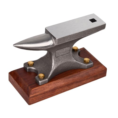 YEBOOCA 1.7 Lbs Mini Anvil Jewelry Anvil with Wood Shock-Absorbing Base for Jewelry Making and Metalworking(Zebrawood Base)