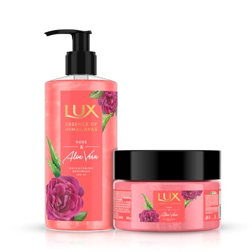 Image of LUX ROSE & ALOEVERA GEL BODY SCRUB|| 300gm and LUX ROSE & ALOEVERA SHIM BW 400ml