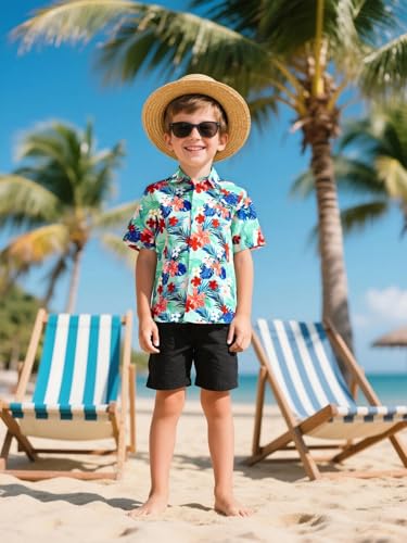 COSLAND Boys' Hawaiian Shirt Kids' Novelty Button Down Shirt, X-Small-Large2