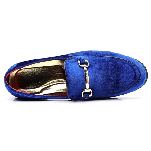 Image of COSIDRAM Mens Dress Shoes Business Luxury Velvet Loafers for Party Prom | Elegant metal buckle ornament, luxe velvet texture, classic slip-on silhouette for wedding, prom and evening formal events
