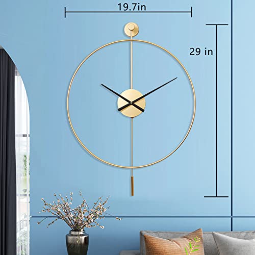 Yisiteone Classical Large Decorative Wall Clock With Pendulum, Modern Non-Ticking Silent Metal Wall Clocks For Living Room, Bedroom, Study, Office, 20‘’ #TOP3