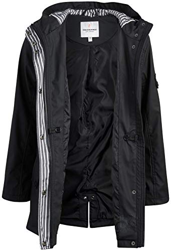 URBAN REPUBLIC Girls’ Raincoat – Waterproof Anorak Slicker Shell Windbreaker Jacket, Size 10-12, Black/Stripe Lining - Thumbnail 3