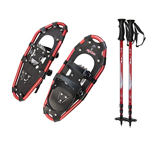 ALPIDEX Raquette Neige Aluminium Sac Transport Bâtons Carbone Optionnel Homme Femme, Couleur:Black/Red 21 avec...