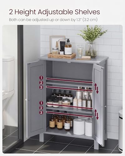 Image of VASAGLE Bathroom Floor Storage Cabinet,2 Adjustable Shelves,Dove Gray