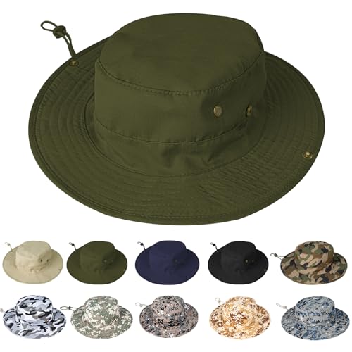 Image of Sun Hats for Men Women Boonie Hat Foldable Fishing Hat UPF 50+ Bucket Hat for Fishing Hiking Garden Safari Beach