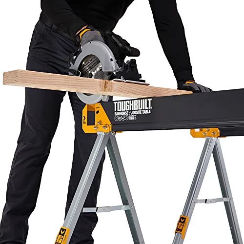 Toughbuilt - Folding Sawhorse/Jobsite Table - Sturdy, Durable, Lightweight, Heavy-Duty, 100% High Grade Steel, 41.5-Inch Easy Carry Handle - (Tb-C550) #TOP7