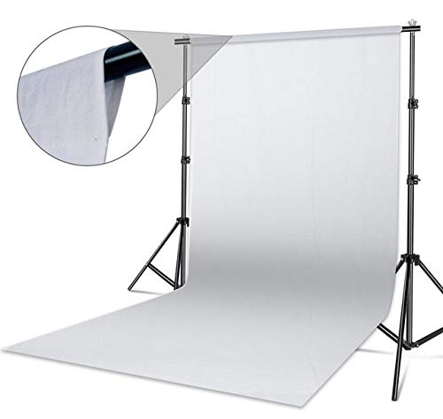 Image of GiftMax Photography Stand Kit Background Support System Kit Portable Foldable and Bag with Color Screen White 8 x12 FT