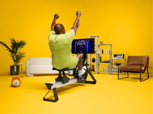 Image of Aviron Strong Series Rower: 22 inch HD Touchscreen, Dual Air & Magnetic Resistance up to 100 lbs. Game-Based Workouts, Streaming, Compact Design, Black