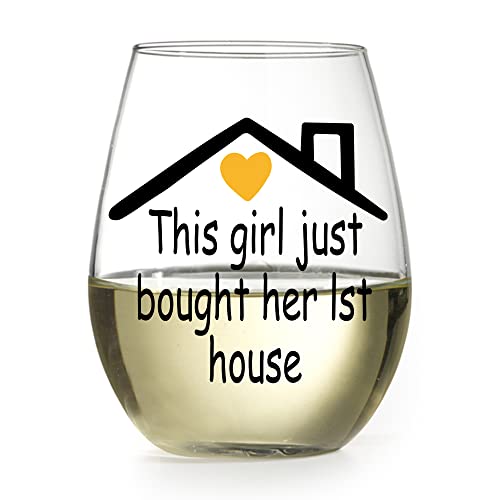 Dyjybmy This Girl Just Bought Her Lst House Wine Glass, New Homeowner Wine Glass, Homeowner Gift, Housewarming Gift, Funny New Home Owner Presents Ideas #TOP2