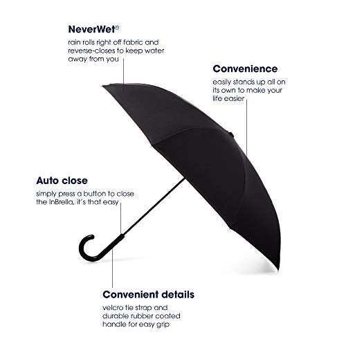 Image of Totes Auto Reverse Close Windproof Stick Inbrella with Water Repellent Protection