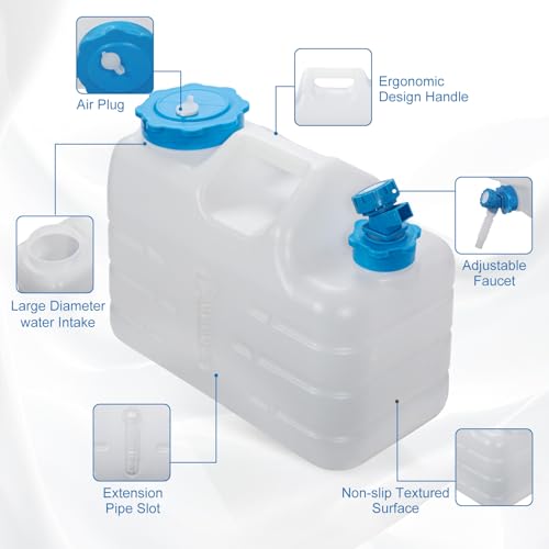 REDCAMP Contenedor portátil de agua 3 galones/11L con grifo, Blanco Paquete de 4 miniatura 3