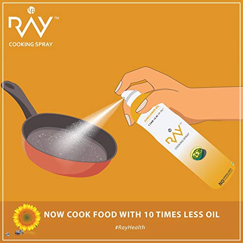 Image of LB RAY Cooking Spray Sunflower Oil - Low-Calorie, 100% Oil Spray, No Gases, Emulsifiers, and Water (200 ml, Pack of 3)