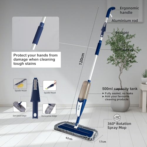 Balai pulvérisateur Rotatif à 360 ° pour Nettoyage de Sol Multi-Surfaces Humide et Sec, poignée légère pour Cuisine, Salle de Bain, sols en Bois Dur et carrelage – vue 5