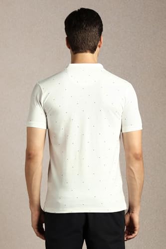 Image of Louis Philippe Men's Slim Fit Premium High-End Pique in Superior Cotton All Over Print Half Sleeve Polo Tshirt for Everyday Essentials