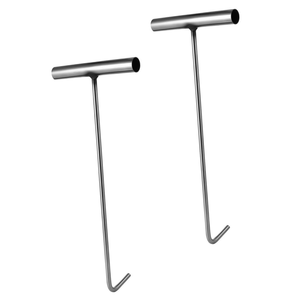 KICHOUSE 2pcs Stainless Steel Hook Manhole Hook Metal Manhole Cover Lifter Manhole Cover Hook Manhole Lifting Tools Manhole Lifter Metal Manhole Lid Hook Manhole Lifting Gadget