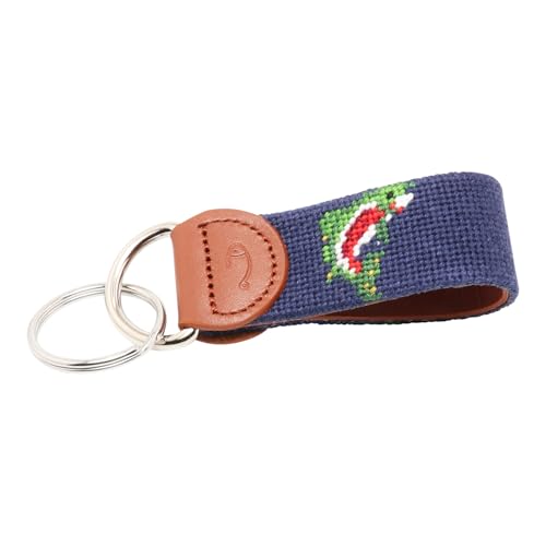 Image of Leather Hand-Stitched Needlepoint Key Fob or Key Chain