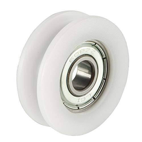 sourcing map 2 Stück 4,3 mm tiefes Metall U-Nut-Führungslager Riemenscheibe Schiene Kugelrad 8x34x11 mm