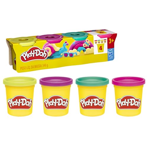 Image of Play-Doh 4 Pack Vibrant Colors, 3 Ounce Cans of Modeling Compound, Kids Arts & Crafts, Preschool Toys for Girls & Boys 3+