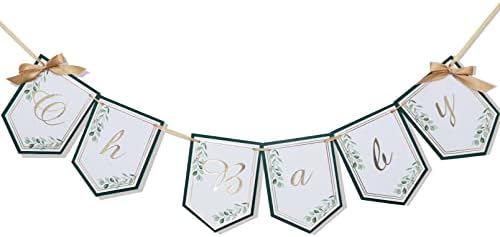 Greenery Oh Baby Banner - Greenery Baby Shower Decorations, Gender Reveal Banner, Green and Gold Oh Baby Banner, Oh Baby Party Decorations, Green Leaves Baby Shower Photography Backdrop