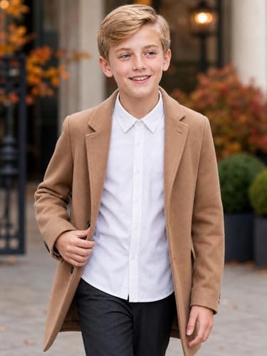 Image of SOLOCOTE Boys Long Sleeve White Button-Down Shirt School Uniform Tops | Lightweight, Breathable, No Pocket, Wedding, Formal Events, 8-14 Years, Machine Wash