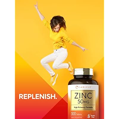 Carlyle Zinc 50mg | 300 Tablets | Vegetarian, Non-GMO, and Gluten Free Supplement | Zinc Gluconate | High Potency Formula