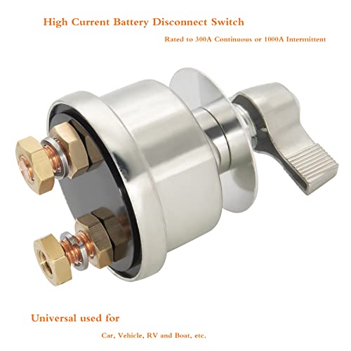 High Current Battery Disconnect Switch 300A Duty Master Battery Power Cut Isolator Kill Switch With Face Plate For Car Vehicle Rv And Marine (Aluminium Housing On/Off) 12-48V #TOP2