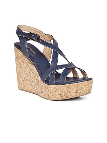 Image of Marc Loire Women's Blue Wedges High Heels Fashion Sandals, UK 3
