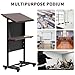 Podium Stand with Wheels, Mobile Height Adjustment Rolling Podium, Portable Podium Stand with Storage Shelf Cup Holder, Steel Frame Lecterns & Podiums for Classroom, Concert, Church, Black