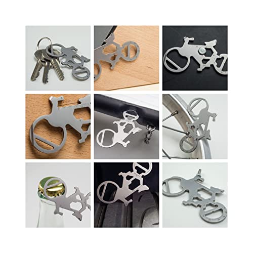 Geschenkartikel: ROMINOX Key Tool Bicycle, 19 Funktionen, Schlüsselanhänger Fahrrad, Mountainbike, Gravel Bike, Edelstahl Multitool, Multifunktionswerkzeug, Kleinigkeit für Adventskalender