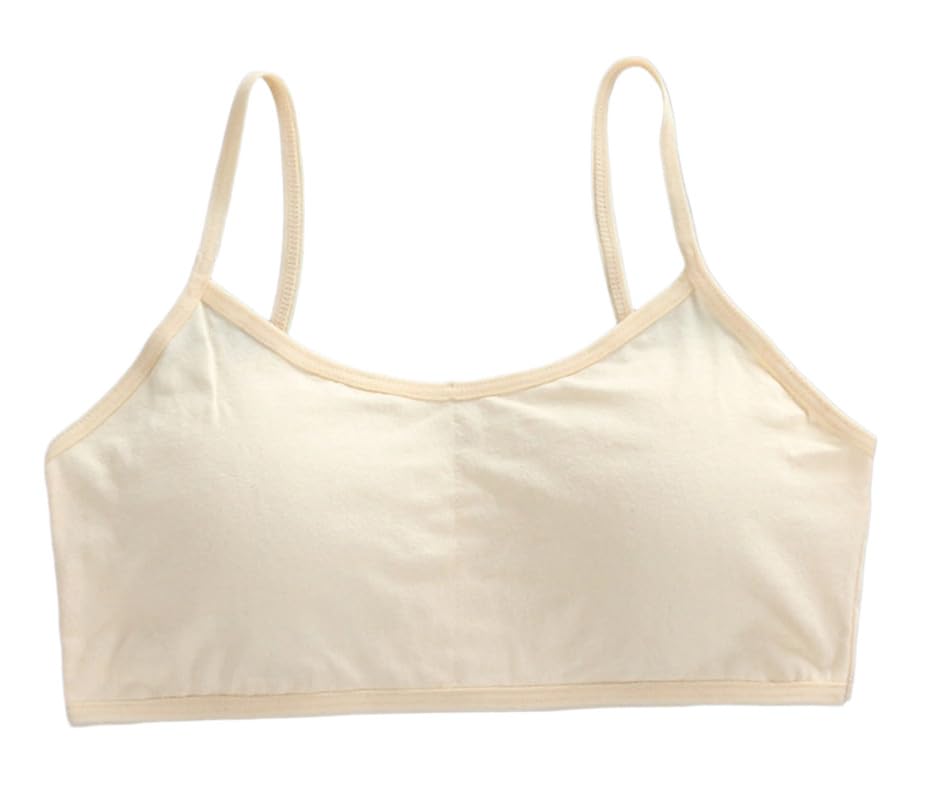 Girls Wire-Free Training Bra-Adjustable Strap Soft Comfort Vest for Ages 8-18, One Size Fits 85cm Upper Bust