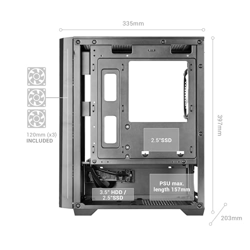 Mars Gaming MCVECTOR, Gabinete Mini tower para PC Gaming Micro-ATX y Mini-ITX, 4x 120mm ARGB FDB Fans, Vidrio Templado, Panel Mesh Frontal, Cámara Dual, Soporta Refrigeración Líquida 120mm, USB-C, Negro miniatura 6