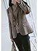 Leyoutx Women's Fashion Notched Lapel Wool Plaid Blazer Slim Long Sleeve Jacket with Elbow Patch (X-Large, Khaki)