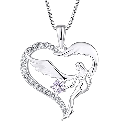 Collier argent 925 femme avec pendentif ailes d'ange et oxyde de zirconium de haute qualité