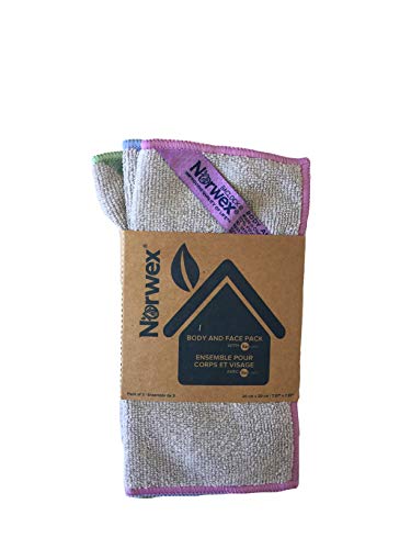 Norwex Limited Edition Face and Body Pack,Small, Light Gray w/Colored Trim, Pack of 3 BacLock