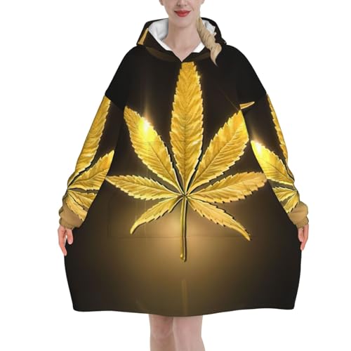 Couverture à capuche plaid doux idée cadeau femme motif cannabis