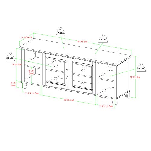 Walker Edison Grove Modern Double Glass Door TV Console for TVs up to 65 Inches, 58 Inch, White Oak - Image 8