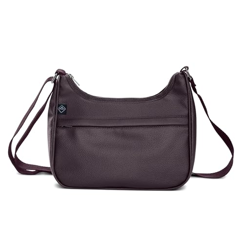 Bolsa Transversal Feminina de Ombro Média Ajustável em Couro PU, PGH Essenza Marrom Café