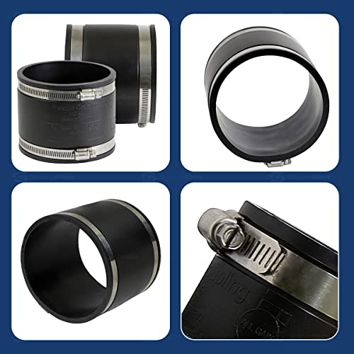 Image of EVERCONNECT 4839 Flexible Pvc Rubber Coupling with Stainless Steel Clamps, 8 inch, Black