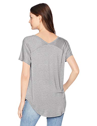 Daily Ritual Women's Jersey Relaxed-Fit Short-Sleeve V-Neck Longline T-Shirt, Light Grey Heather, Large #TOP19